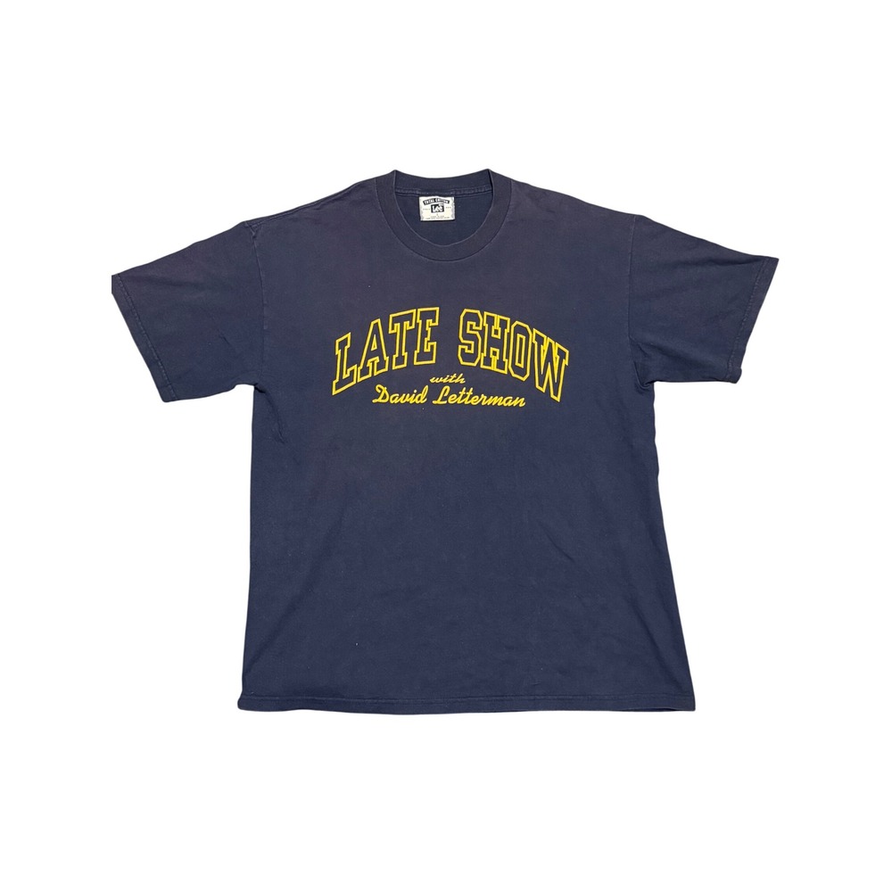 Vintage Lee Late Show with David Letterman T-Shirt Mens Large Navy Blue USA Made